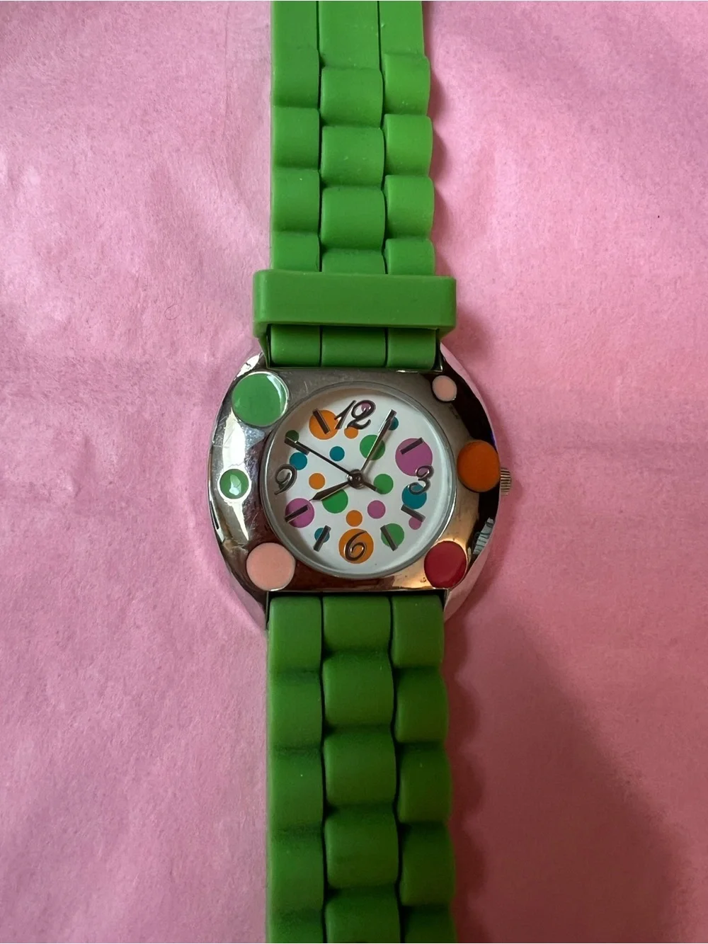 Green Silicone Polka Dot Women's Fashion Watch
